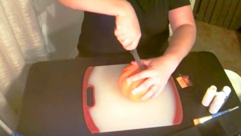 Watch The Breathtaking Fall Decor Item She Makes After Cutting This Pumpkin In Half! | DIY Joy Projects and Crafts Ideas