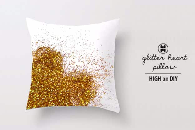 DIY Valentines Day Gifts for Her - Glitter Heart Pillow - Cool and Easy Things To Make for Your Wife, Girlfriend, Fiance - Creative and Cheap Do It Yourself Projects to Give Your Girl - Ladies Love These Ideas for Bath, Yard, Home and Kitchen, Outdoors - Make, Don't Buy Your Valentine 