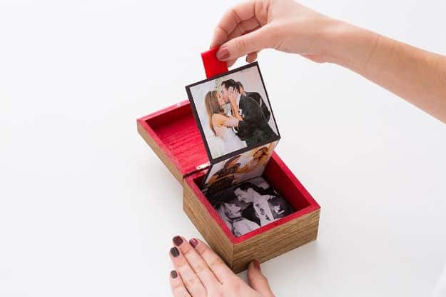 Cheap DIY Valentines Day Gifts for Him - Pop-Up Photo Box for Your Special Shutterbug - Cool and Easy Things To Make for Your Husband, Boyfriend, Fiance - Creative and Cheap Do It Yourself Projects to Give Your Man - Ideas Guys Love These Ideas for Car, Yard, Home and Garage - Make, Don't Buy Your Valentine 