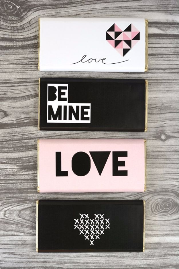 Easy DIY Valentines Day Gifts for Him - Valentine's Day Chocolate Bar Wraps - Cool and Easy Things To Make for Your Husband, Boyfriend, Fiance - Creative and Cheap Do It Yourself Projects to Give Your Man - Ideas Guys Love These Ideas for Car, Yard, Home and Garage - Make, Don't Buy Your Valentine 