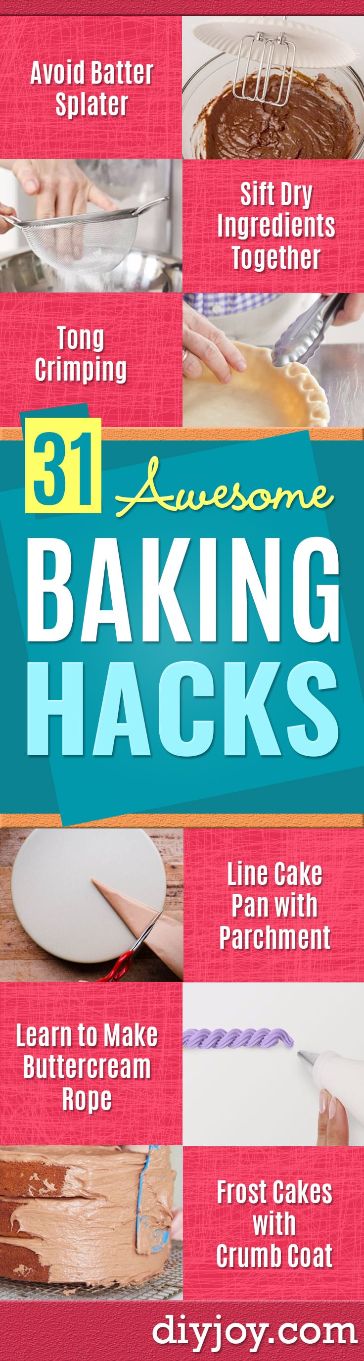 Baking Hacks - A List of Easy Hacks For Your Favorite Baking Recipes - Simple Tips and Tricks To Use When You Bake - Quick Ways to Bake Cake, Cupcakes, Desserts and Cookies - Best Kitchen Lifehacks for Bakers Favorite DIY Recipe