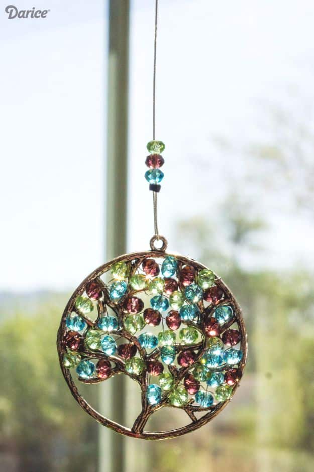 DIY Ideas With Beads - Beaded Suncatcher - Cool Crafts and Do It Yourself Ideas Made With Beads - Outdoor Windchimes, Indoor Wall Art, Cute and Easy DIY Gifts - Fun Projects for Kids, Adults and Teens - Bead Project Tutorials With Step by Step Instructions - Best Crafts To Make and Sell on Etsy 