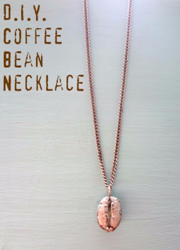 DIY Ideas for The Coffee Lover - DIY Coffee Bean Necklace - Easy and Cool Gift Ideas for People Who Love Coffee Drinks - Coaster, Cups and Mugs, Tumblers, Canisters and Do It Yourself Gift Ideas - Gift Jars and Baskets, Fun Presents to Make for Mom, Dad and Friends http://diyjoy.com/diy-ideas-coffee-lover