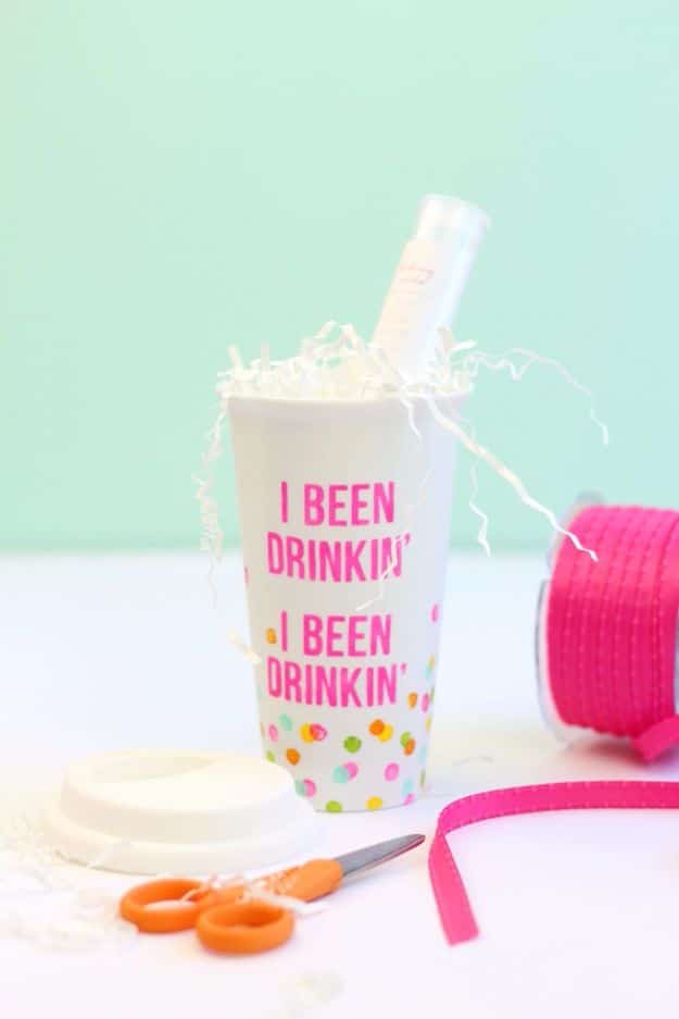 DIY Coffee Mugs - DIY Stenciled Coffee Mug - Easy Coffee Mug Ideas for Homemade Gifts and Crafts - Decorate Your Coffee Cups and Tumblers With These Cool Art Ideas - Glitter, Paint, Sharpie Craft, Nail Polish Water Marble and Teen Projects #diygifts #easydiy