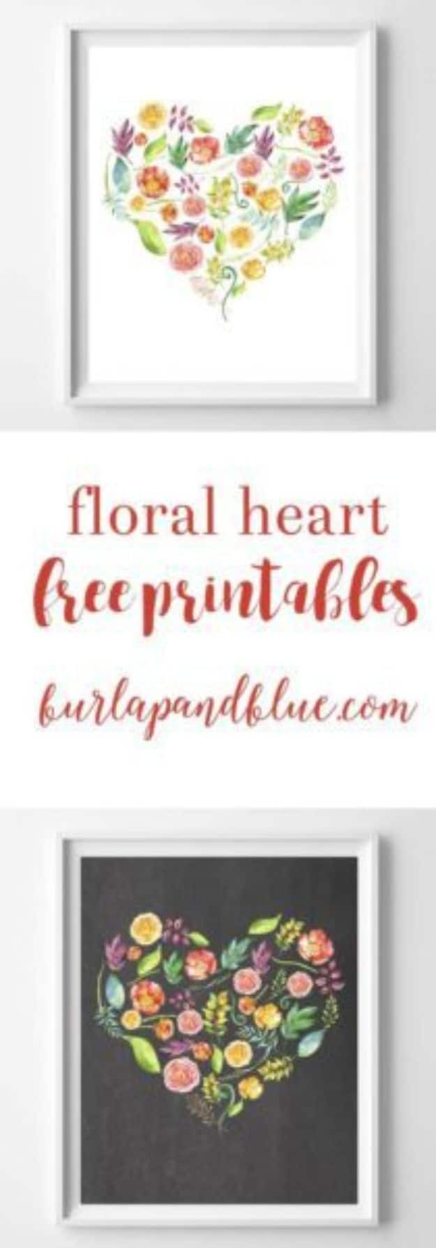 Best Free Printables for Crafts - Floral Heart Free Printables - Quotes, Templates, Paper Projects and Cards, DIY Gifts Cards, Stickers and Wall Art You Can Print At Home - Use These Fun Do It Yourself Template and Craft Ideas 