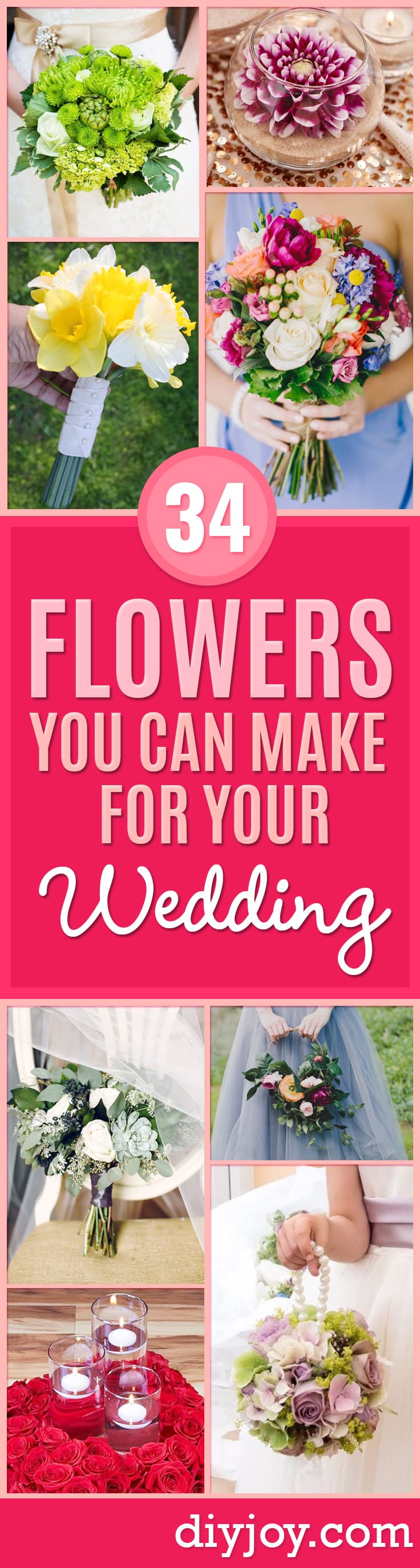 DIY Flowers for Weddings - Centerpieces, Bouquets, Arrangements for Wedding Ceremony - Aisle Ideas, Rustic Bouquet Projects - Paper, Cheap, Fake Floral, Silk Flower Centerpiece To Make For Brides on A Budget - Decor for Spring, Summer, Winter and Fall http://diyjoy.com/diy-flowers-for-weddings
