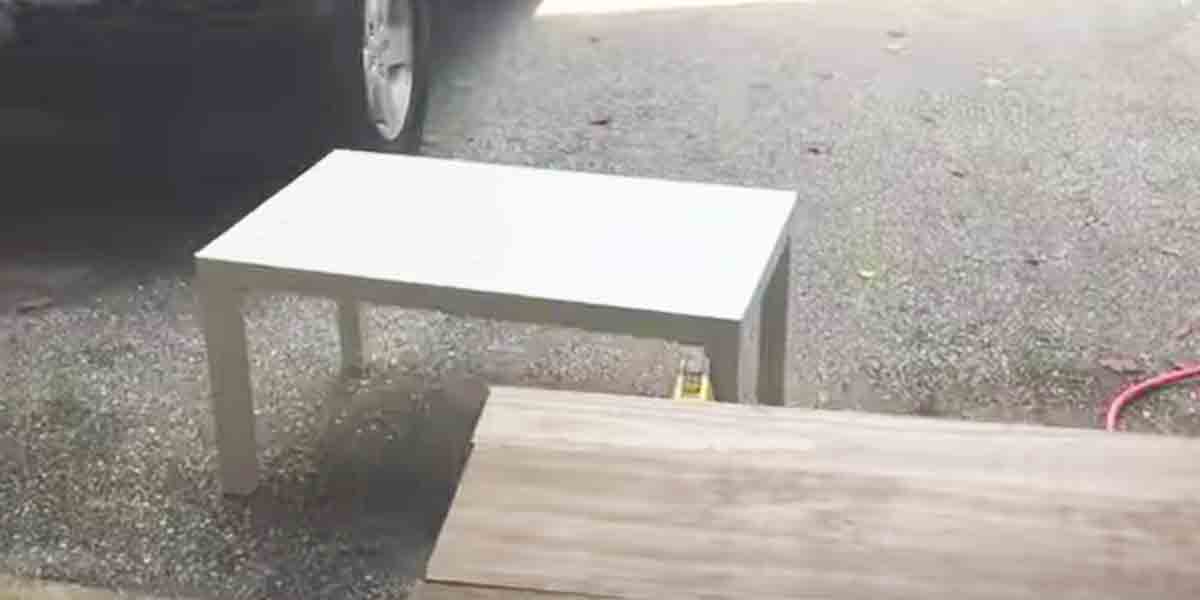 He Stains And Nails Wood On A Cheap White Table, For A Pottery Barn Inspired Table! | DIY Joy Projects and Crafts Ideas