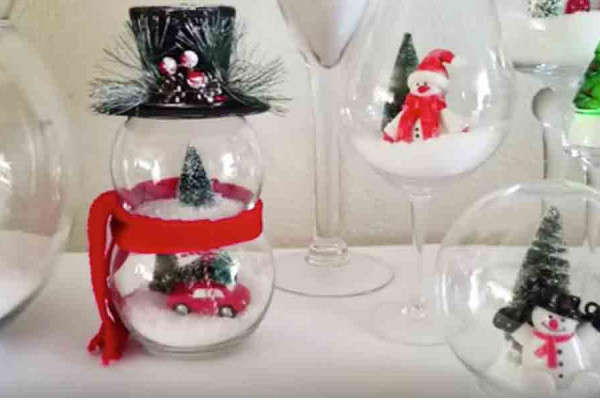 Dollar Store DIY: Fishbowl Snowmen