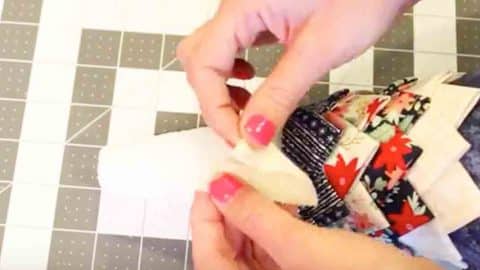 She Attaches Fabric Triangles To A Styrofoam Cone And Makes An Amazing Decoration! | DIY Joy Projects and Crafts Ideas