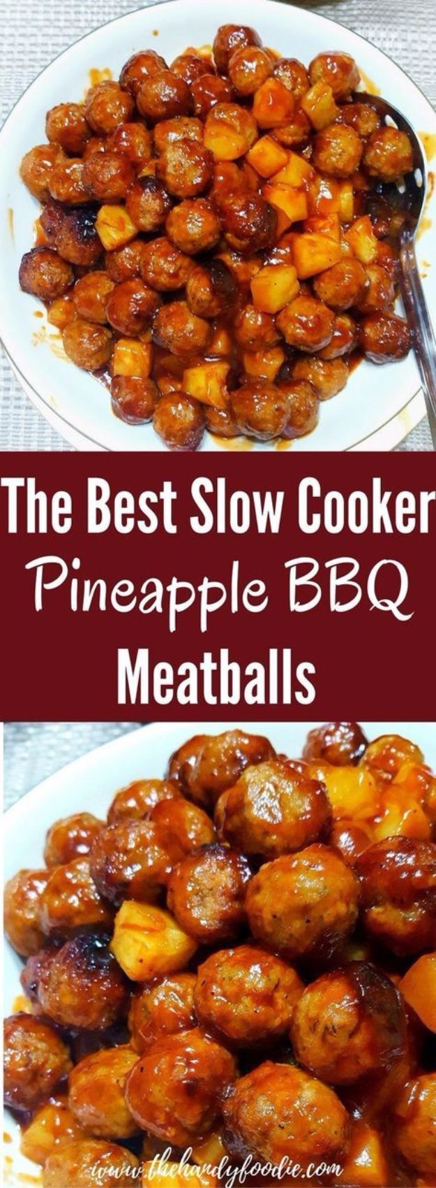 Best Barbecue Recipes - Slow Cooker Pineapple BBQ Meatballs - Easy BBQ Recipe Ideas for Lunch, Dinner and Quick Party Appetizers - Grilled and Smoked Foods, Chicken, Beef and Meat, Fish and Vegetable Ideas for Grilling - Sauces and Rubs, Seasonings and Favorite Bar BBQ Tips #bbq #bbqrecipes #grilling