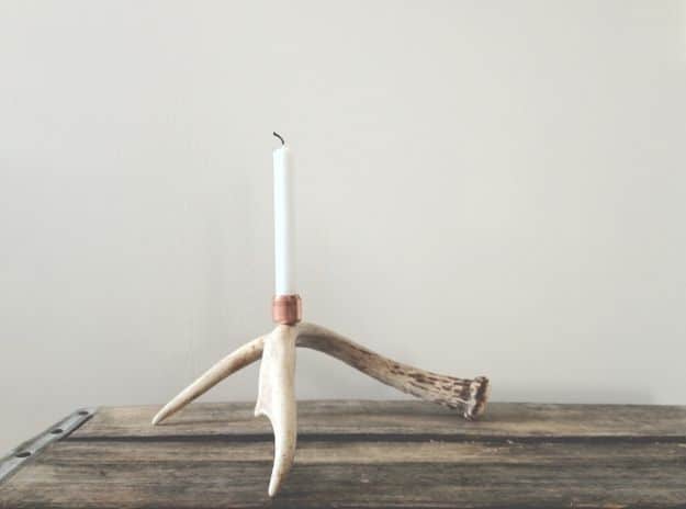 DIY Candle Holders - DIY Antler Shed Candle Holder - Easy Ideas for Home Decor With Candles, Tall Candlesticks and Votives - Fun Wooden, Rustic, Glass, Mason Jar, Boho and Projects With Items From Dollar Stores - Christmas, Holiday and Wedding Centerpieces - Cool Crafts and Homemade Cheap Gifts http://diyjoy.com/diy-candle-holders