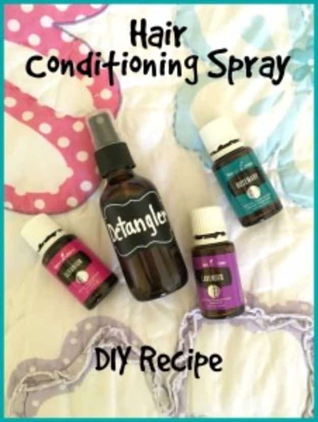 DIY Essential Oil Recipes and Ideas - DIY Hair Conditioning Spray - Cool Recipes, Crafts and Home Decor to Make With Essential Oil - Diffuser Projects, Roll On Prodicts for Skin - Recipe Tutorials for Cleaning, Colds, For Sleep, For Hair, For Paint, For Weight Loss #crafts #diy #essentialoils