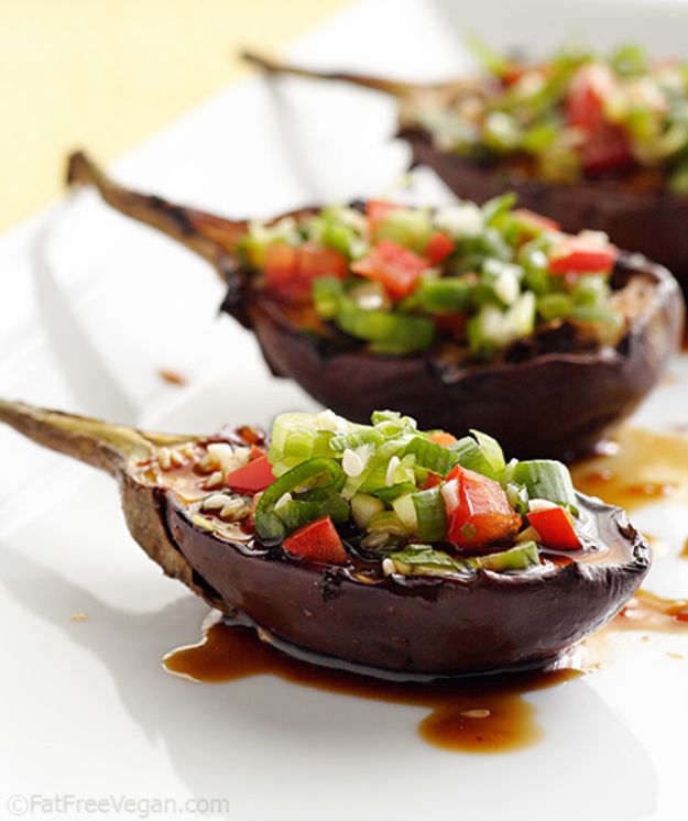 Best Lowfat Recipes - Grilled Baby Eggplants with Korean Barbecue Sauce - Easy Low fat and Healthy Recipe Ideas For Eating Well and Dieting, Weight Loss - Quick Breakfasts, Lunch, Dinner, Snack and Desserts - Foods with Chicken, Vegetables, Salad, Low Carb, Beef, Egg, Gluten Free #lowfatrecipes 