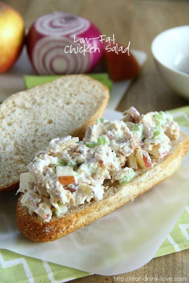 Best Lowfat Recipes - Low-Fat Chicken Salad - Easy Low fat and Healthy Recipe Ideas For Eating Well and Dieting, Weight Loss - Quick Breakfasts, Lunch, Dinner, Snack and Desserts - Foods with Chicken, Vegetables, Salad, Low Carb, Beef, Egg, Gluten Free #lowfatrecipes 