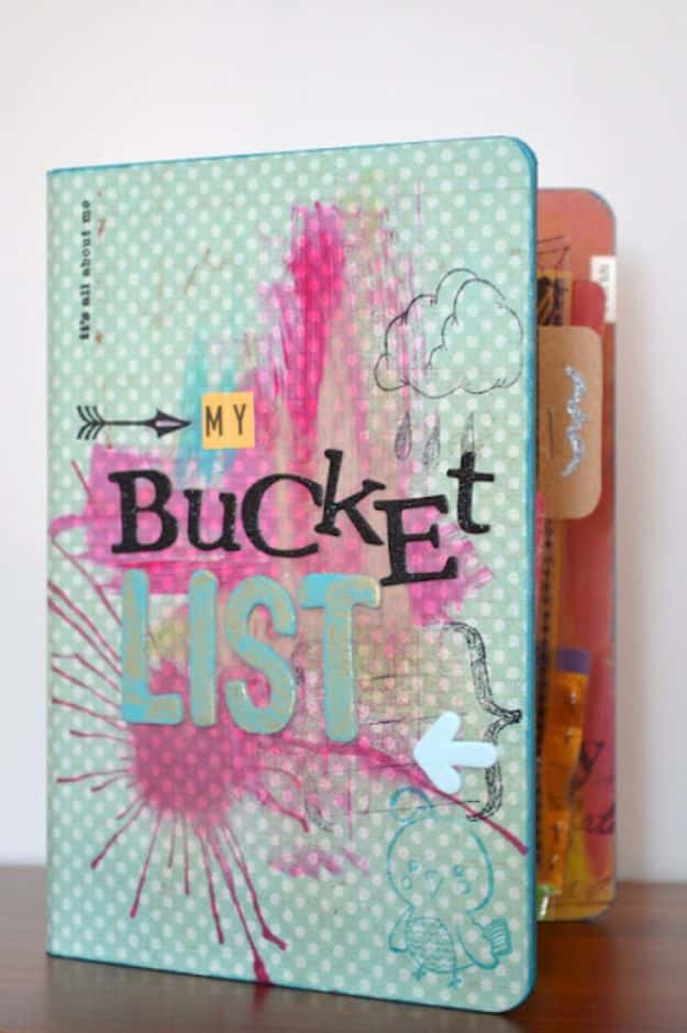 DIY Journals - Smash Journal Bucket List - Ideas For Making A Handmade Journal - Cover Art Tutorial, Binding Tips, Easy Craft Ideas for Kids and For Teens - Step By Step Instructions for Making From Scratch, From An Old Book - Leather, Faux Marble, Paper, Monogram, Cute Do It Yourself Gift Idea 