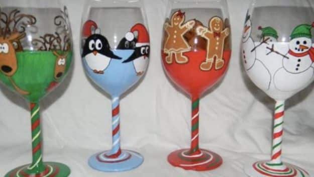 DIY Glassware - Super Cool Holiday Wine Glasses - Cool Bar and Drink Glasses You Can Make and Decorate for Creative and Unique Serving Glass Ideas - Mugs, Cups, Decanters, Pitchers and Glass Ware Projects - Paint, Etch, Etching Tutorials, Dotted, Sharpie Art and Dishwasher Safe Decorating Tips - Easy DIY Gift Ideas for Him and Her - Handmade Home Decor DIY 