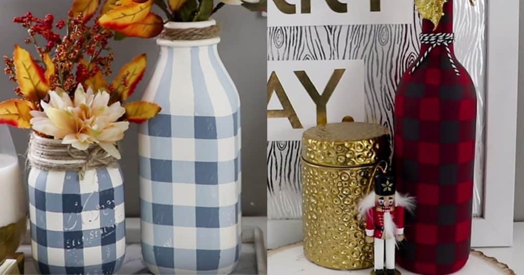 DIY Buffalo Check Mason Jars Tutorial - Cheap Home Decor