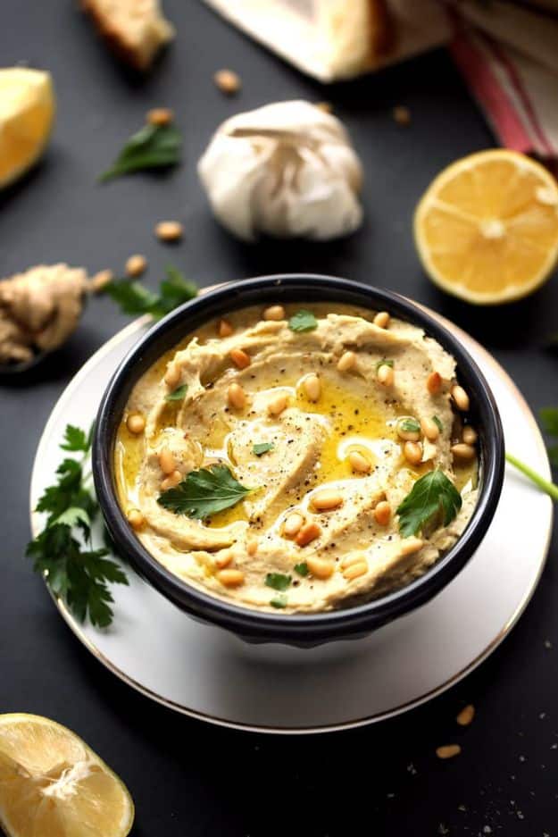 Easy Gluten Free Appetizers - Creamy Artichoke, Leek & White Bean Hummus 