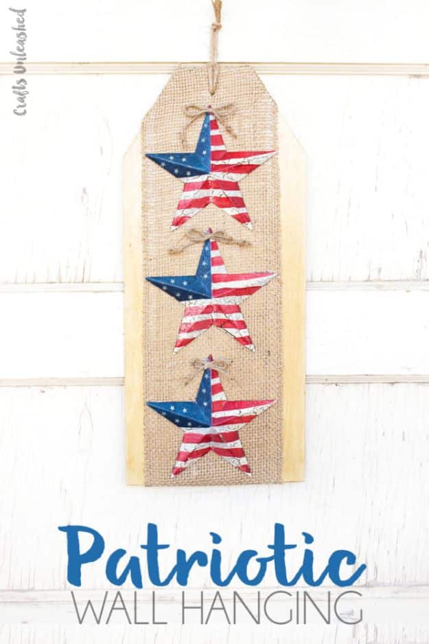 Cool State Crafts - DIY Americana Decor Stars & Stripes Wall Hanging - Easy Craft Projects To Show Your Love For Your Home State - Best DIY Ideas Using Maps, String Art Shaped Like States, Quotes, Sayings and Wall Art Ideas, Painted Canvases, Cute Pillows, Fun Gifts and DIY Decor Made Simple - Creative Decorating Ideas for Living Room, Kitchen, Bedroom, Bath and Porch http://diyjoy.com/cool-state-crafts