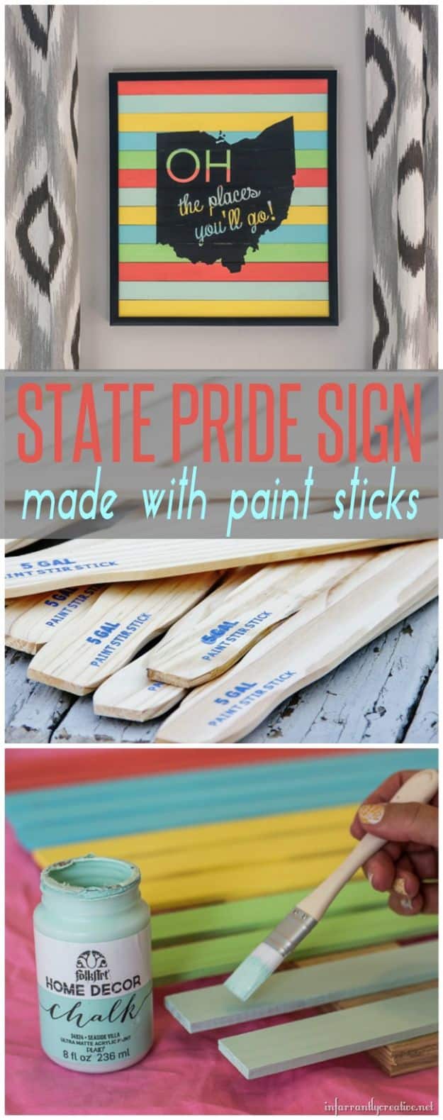 Cool State Crafts - DIY Paint Stick State Sign - Easy Craft Projects To Show Your Love For Your Home State - Best DIY Ideas Using Maps, String Art Shaped Like States, Quotes, Sayings and Wall Art Ideas, Painted Canvases, Cute Pillows, Fun Gifts and DIY Decor Made Simple - Creative Decorating Ideas for Living Room, Kitchen, Bedroom, Bath and Porch http://diyjoy.com/cool-state-crafts