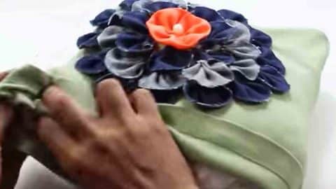 Recycle Old Jeans and A T-Shirt Into a Flower Pillow | DIY Joy Projects and Crafts Ideas