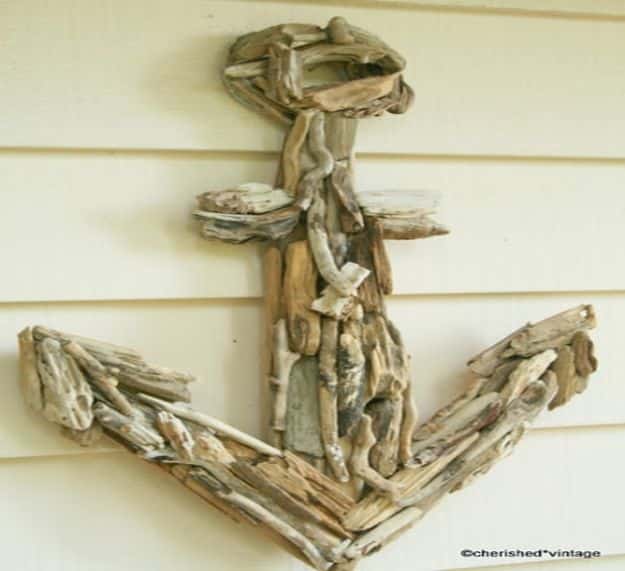 DIY Beach House Decor - Driftwood Anchor - Cool DIY Decor Ideas While On A Budget - Cool Ideas for Decorating Your Beach Home With Shells, Sand and Summer Wall Art - Crafts and Do It Yourself Projects With A Breezy, Blue, Summery Feel - White Decor and Shiplap, Birchwood Boats, Beachy Sea Glass Art Projects for Living Room, Bedroom and Kitchen 