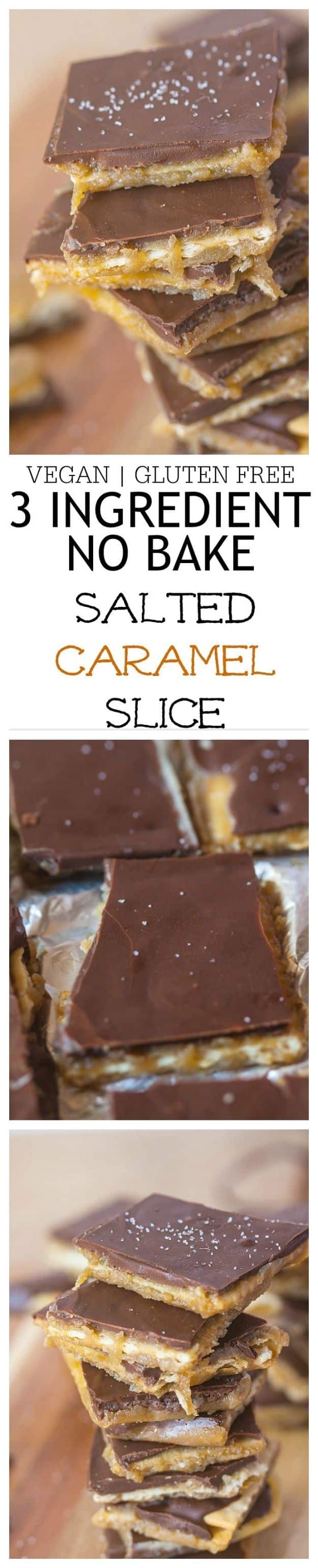Gluten Free Desserts - Healthy No Bake Salted Caramel Slice - Easy Recipes and Healthy Recipe Ideas for Cookies, Cake, Pie, Cupcakes, Cheesecake and Ice Cream - Best No Sugar Glutenfree Chocolate, No Bake Dessert, Fruit, Peach, Apple and Banana Dishes - Flourless Christmas, Thanksgiving and Holiday Dishes #glutenfree #desserts #recipes
