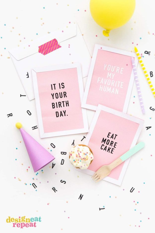 DIY Birthday Cards - Letterboard DIY Birthday Cards - Easy and Cheap Handmade Birthday Cards To Make At Home - Cute Card Projects With Step by Step Tutorials are Perfect for Birthdays for Mom, Dad, Kids and Adults - Pop Up and Folded Cards, Creative Gift Card Holders and Fun Ideas With Cake #birthdayideas #birthdaycards