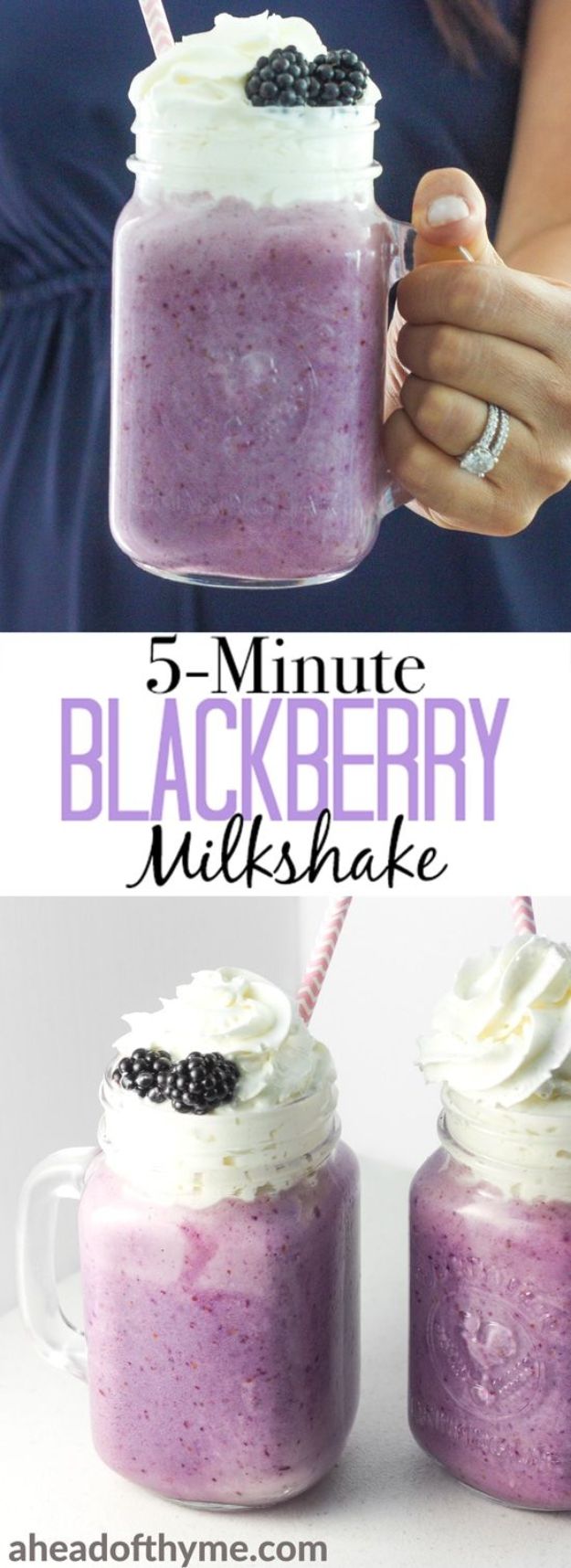 Quick Dessert Recipes - 5-Minute Blackberry Milkshake Recipe - Fast Desserts to Make In Minutes - Sweet Treats, Cookies, Cake and Snack Ideas