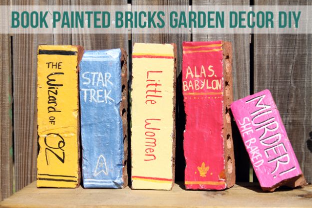 Garden Art Project Ideas - Brick Crafts -Book Painted Bricks DIY