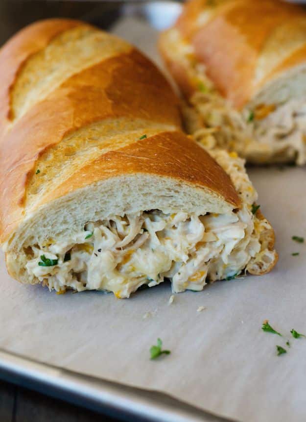Easy Recipes For Rotisserie Chicken - Chicken Stuffed French Bread - Healthy Recipe Ideas for Leftovers - Comfort Foods With Chicken - Low Carb and Gluten Free, Crock Pot Meals,#easyrecipes #dinnerideas #recipes