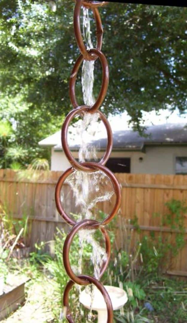 DIY Fountains - Copper Rain Chain - Easy Ways to Make A Fountain in the Backyard - Do It Yourself Projects for the Garden - DIY Home Improvement on a Budget - Step by Step DIY Tutorials With Instructions http://diyjoy.com/diy-fountains