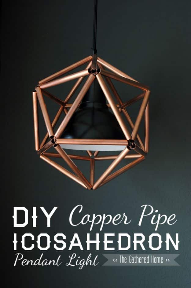 DIY Modern Home Decor - DIY Copper Pipe Icosahedron Light Fixture - Room Ideas, Wall Art on A Budget, Farmhouse Style Projects - Easy DIY Ideas and Decorations for Apartments, Living Room, Bedroom, Kitchen and Bath - Fixer Upper Tips and Tricks 