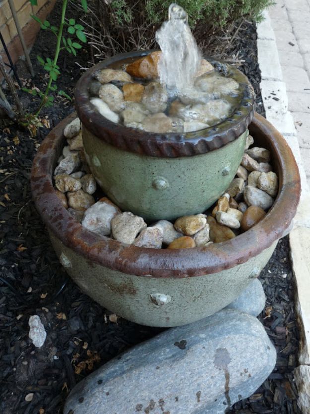 DIY Fountains - DIY Flower Pot Fountain - Easy Ways to Make A Fountain in the Backyard - Do It Yourself Projects for the Garden - DIY Home Improvement on a Budget - Step by Step DIY Tutorials With Instructions http://diyjoy.com/diy-fountains