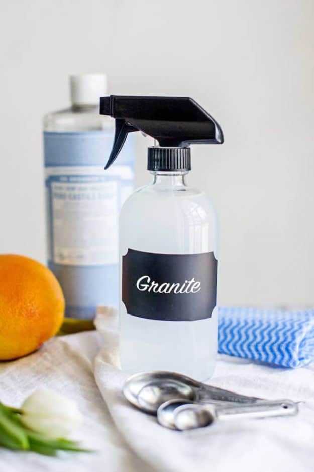Homemade Cleaning Products - DIY Natural Granite Cleaner Spray - DIY Cleaners With Recipe and Tutorial - Make DIY Natural and ll Purpose Cleaner Recipes for Home With Vinegar, Essential Oils