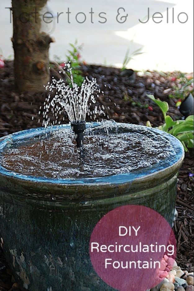 DIY Fountains - DIY Recirculating Fountain - Easy Ways to Make A Fountain in the Backyard - Do It Yourself Projects for the Garden - DIY Home Improvement on a Budget - Step by Step DIY Tutorials With Instructions http://diyjoy.com/diy-fountains