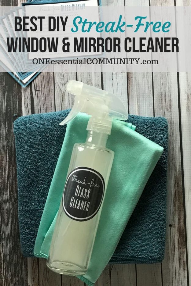 Homemade Cleaning Products - DIY Streak-Free Window & Mirror Glass Cleaner - DIY Cleaners With Recipe and Tutorial - Make DIY Natural and ll Purpose Cleaner Recipes for Home With Vinegar, Essential Oils