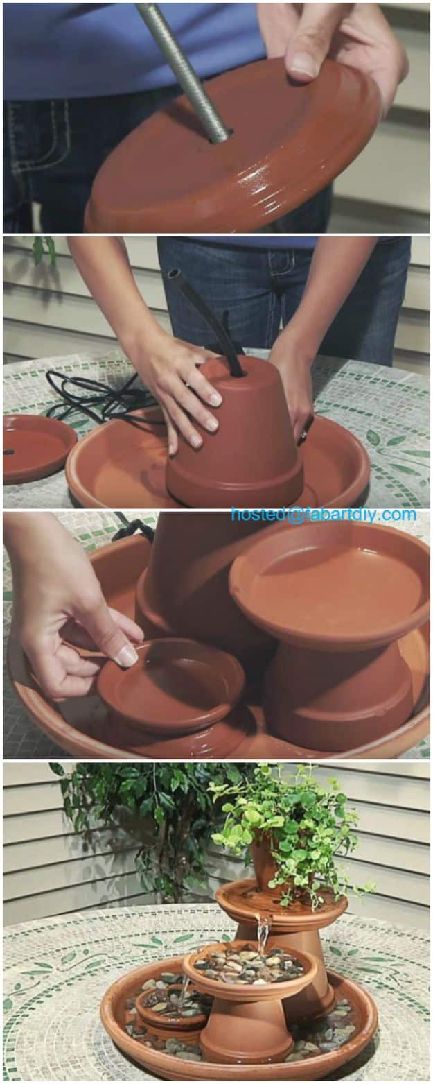 DIY Fountains - DIY Terracotta Clay Pot Fountain - Easy Ways to Make A Fountain in the Backyard - Do It Yourself Projects for the Garden - DIY Home Improvement on a Budget - Step by Step DIY Tutorials With Instructions http://diyjoy.com/diy-fountains