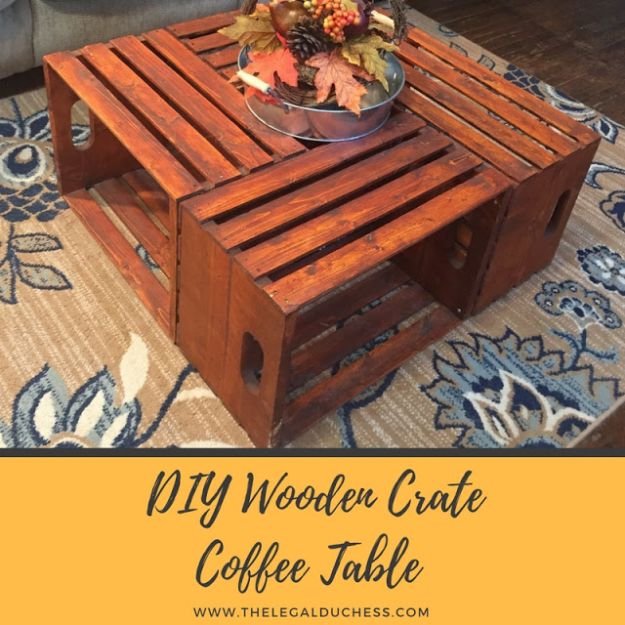 DIY Wooden Crate Coffee Table - Inexpensive Living Room Furniture Ideas - Easy to Make Home Decor