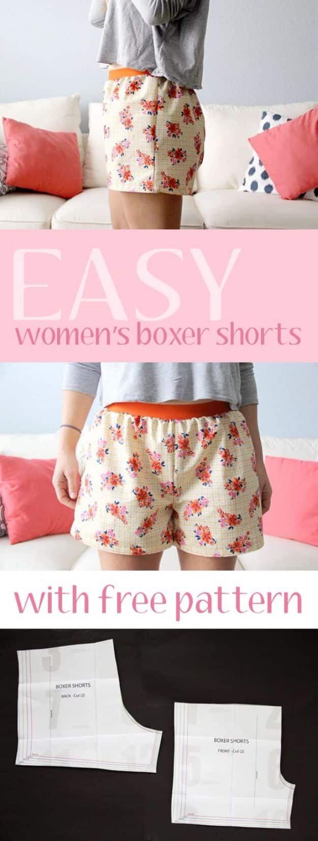 Cool Things To Sew For Summer - Easy Women's Boxer Shorts - Easy Dresses, Cute Skirts, Maxi Dress, Shorts, Pants and Tops 