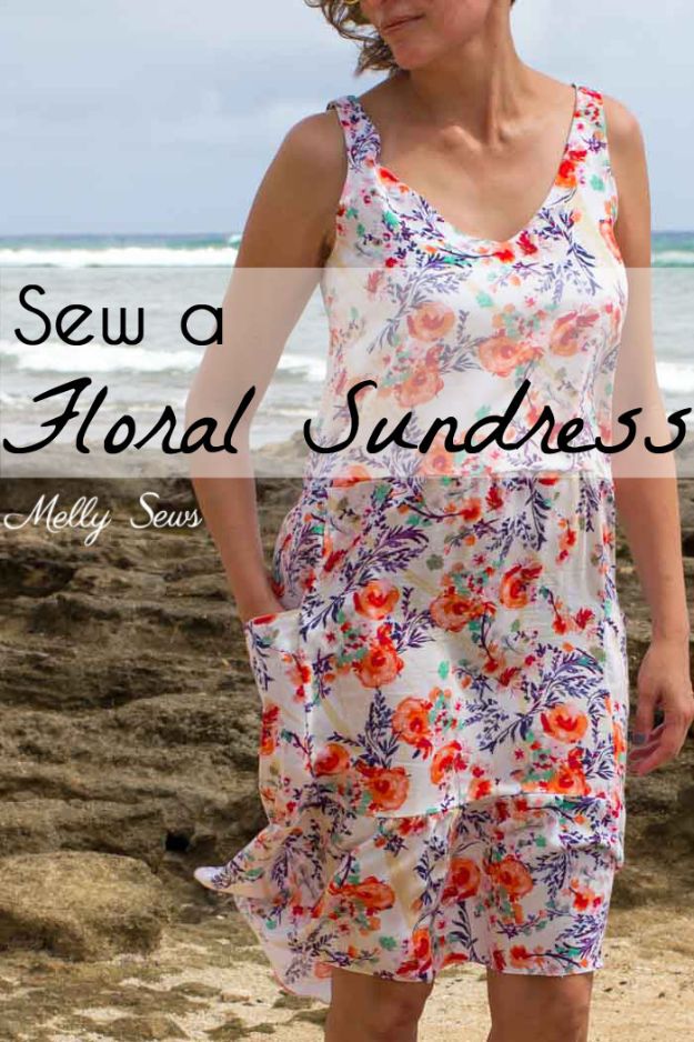 Cool Things To Sew For Summer - Floral Sundress - Easy Dresses, Cute Skirts, Maxi Dress, Shorts, Pants and Tops 