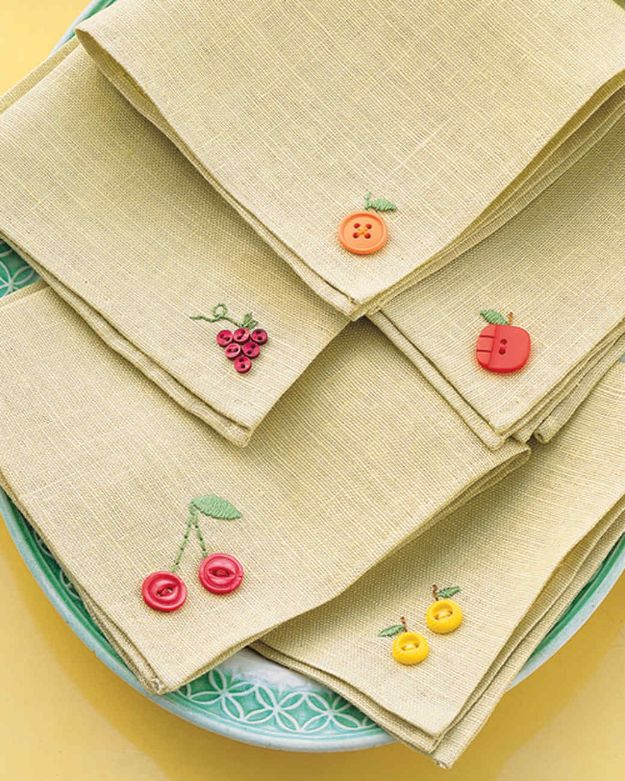 Cool Things To Sew For Summer - Fruity Button Embroidery Napkins - Easy Dresses, Cute Skirts, Maxi Dress, Shorts, Pants and Tops 