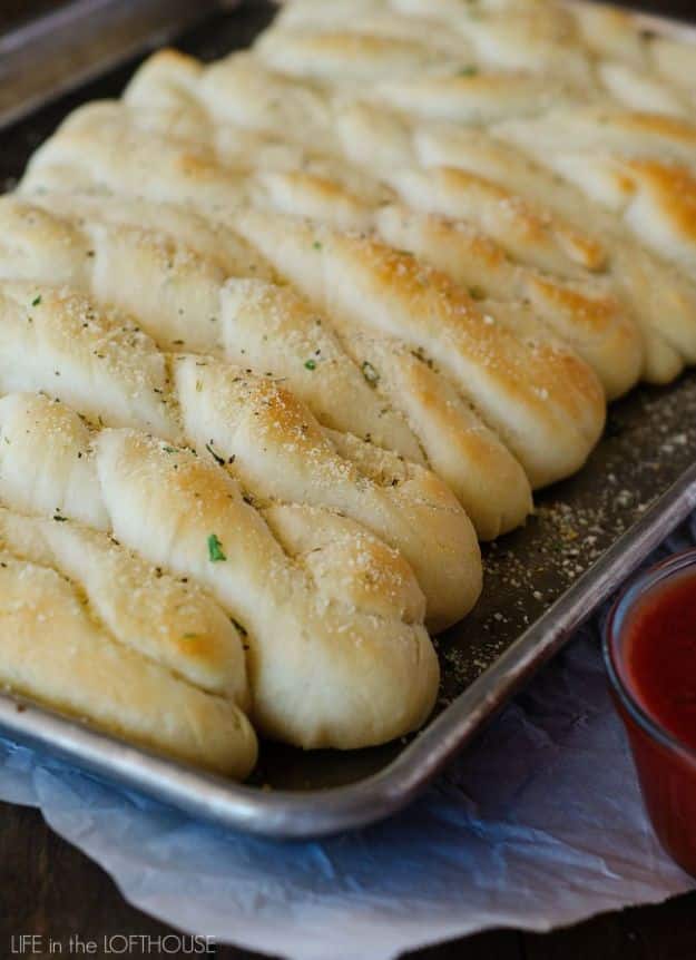Garlic Parmesan Breadsticks Recipe - Bread Recipes for Dinner - Bread Ideas for Italian Food