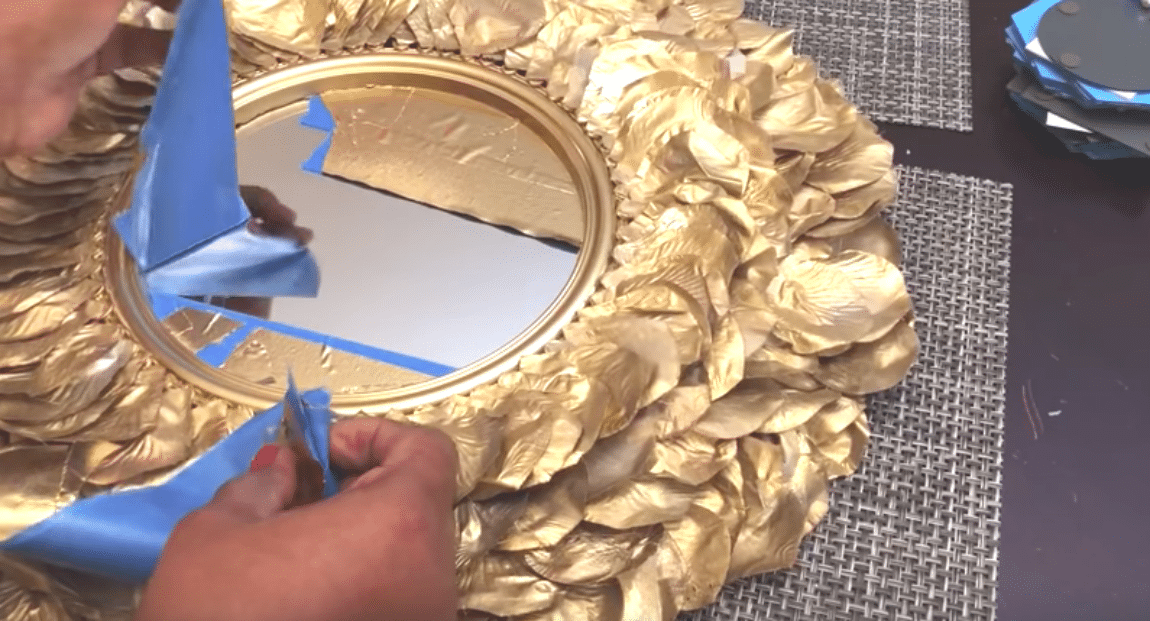 Make An Easy Decor Item With Silk Petals, Mirror, Popsicle Sticks And Gold Spray Paint! | DIY Joy Projects and Crafts Ideas