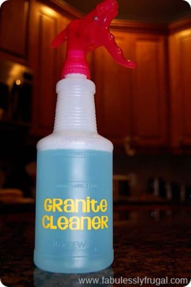 Homemade Cleaning Products - Homemade Granite Cleaner - DIY Cleaners With Recipe and Tutorial - Make DIY Natural and ll Purpose Cleaner Recipes for Home With Vinegar, Essential Oils