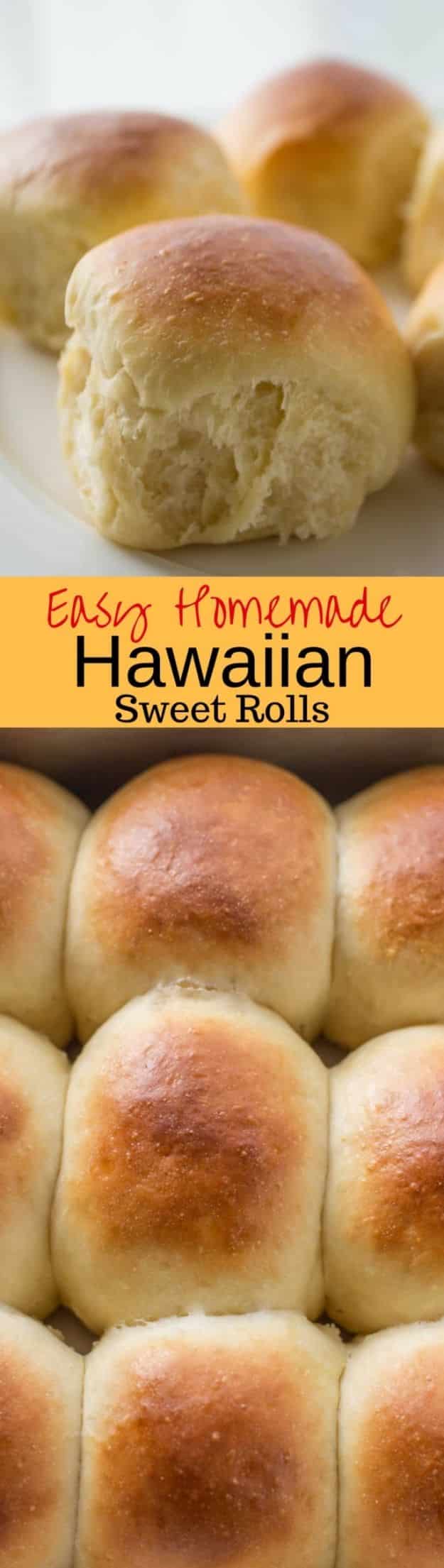 Homemade Hawaiian Sweet Rolls Recipe - How to Make Hawaiian Rolls - Easy Bread Recipes #breadrecipes