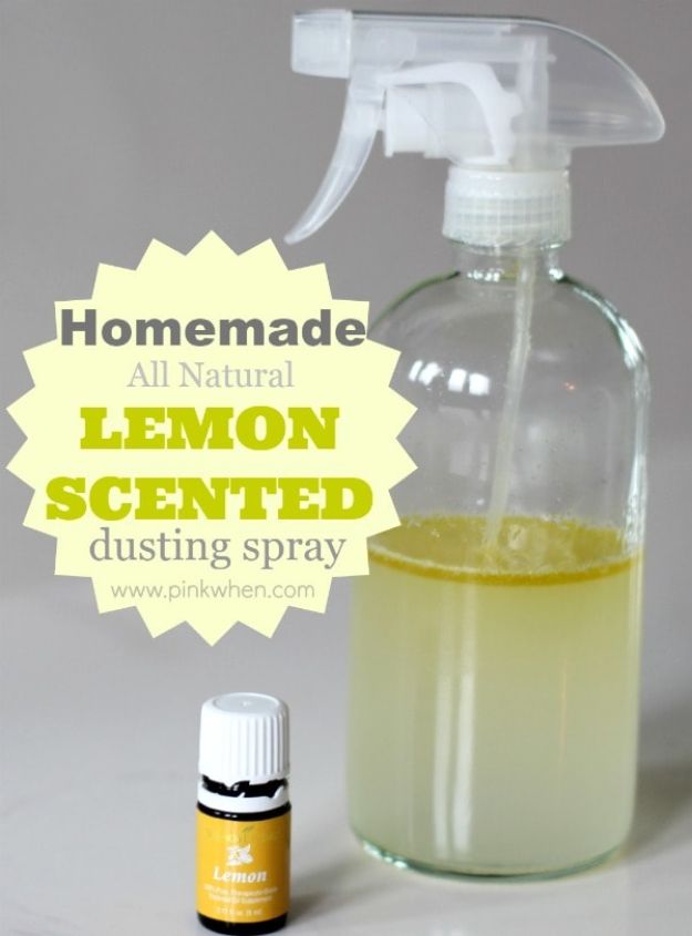 Homemade Cleaning Products - Homemade Lemon Scented Dusting Spray - DIY Cleaners With Recipe and Tutorial - Make DIY Natural and ll Purpose Cleaner Recipes for Home With Vinegar, Essential Oils