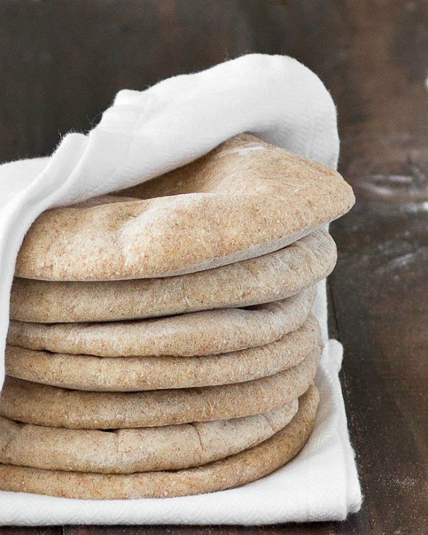 How to Make Pita Bread at Home - Homemade Whole Wheat Pita Bread - Recipes for Mediterranean Food Menu