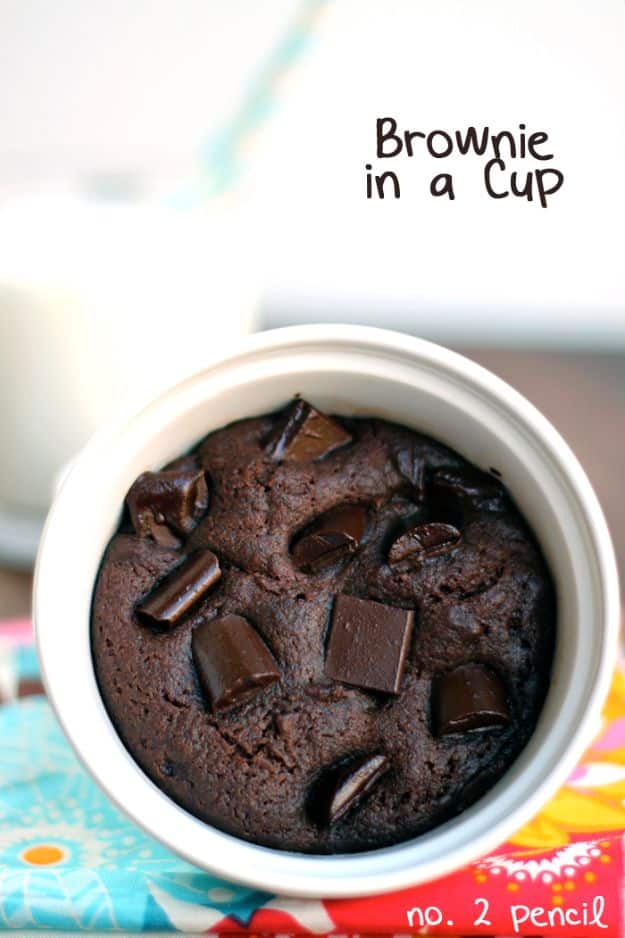 Quick Dessert Recipes - Microwave Brownie in a Cup Recipe - Fast Desserts to Make In Minutes - Sweet Treats, Cookies, Cake and Snack Ideas