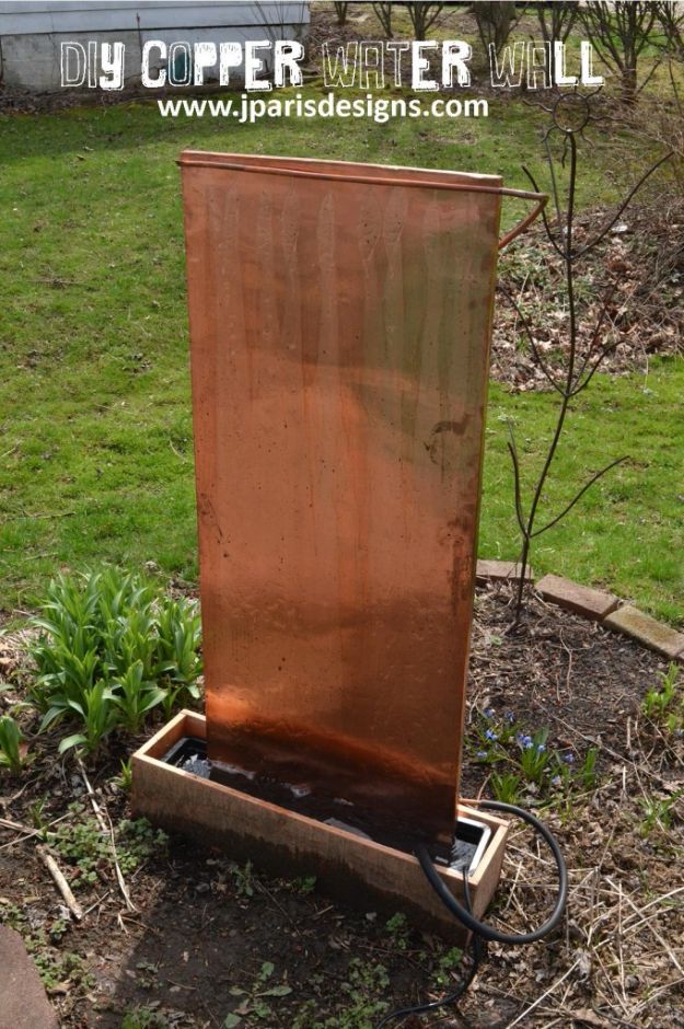 DIY Fountains - Outdoor Copper Water Wall - Easy Ways to Make A Fountain in the Backyard - Do It Yourself Projects for the Garden - DIY Home Improvement on a Budget - Step by Step DIY Tutorials With Instructions http://diyjoy.com/diy-fountains